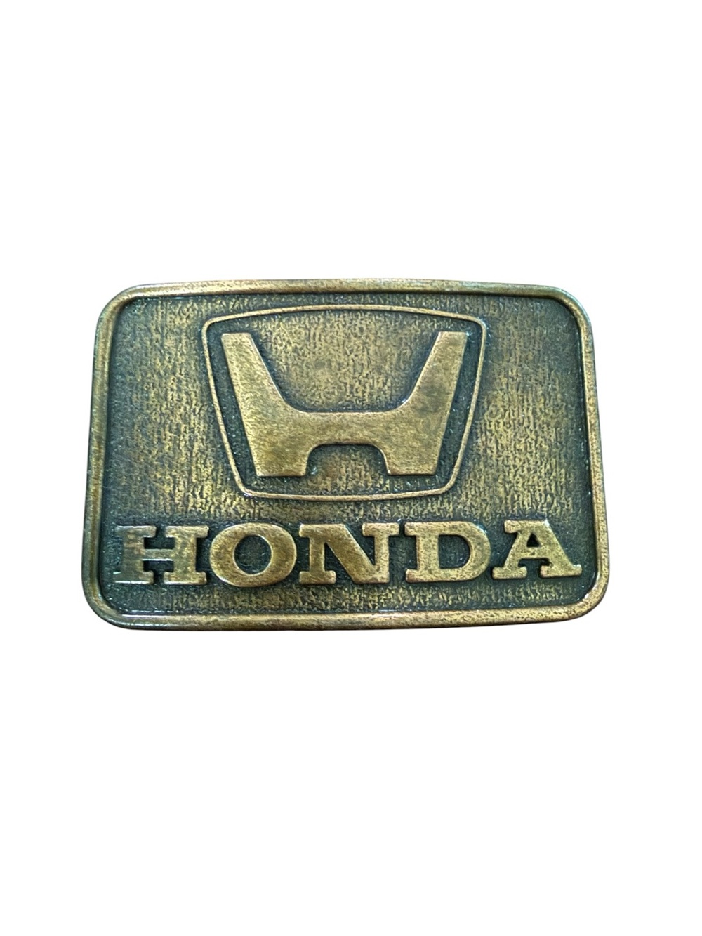 Vintage Honda Brass-Tone Logo Belt Buckle Gold Tone Rectangle